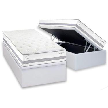Imagem de Cama Box Baú Solteiro: Colchão Molas Masterpocket Ensacadas Herval C1741 + Base Crc Linhão White (88x188)