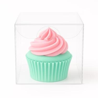 Imagem de 100 caixas acetato 6x6x6 cm transparente cristal para mini bolos cupcake e macarons