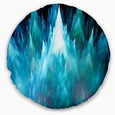 Imagem de Design abstrato de cristais fractais azuis Designart sala de estar, sofá, almofada de alta qualidade + capa de almofada impressa em ambos os lados 50 cm
