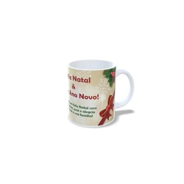 Imagem de Caneca de Cerâmica Natalina, Branca, 325ml, com Decoração de Bolas de Natal em Vermelho, Azul e Verde, Design Festivo com Laços (19)