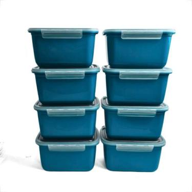 Imagem de Kit Pote Plástico De Marmita Fitness Com Trava P/ Microondas Geladeira