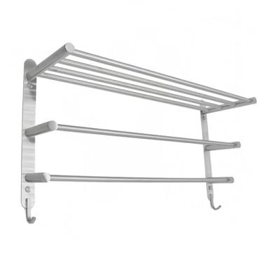 Imagem de SEIDO Toalheiro para banheiro, prateleira de banheiro de 3 camadas de 61 cm com barra de toalha, toalheiro de banheiro de aço inoxidável SUS304 montado na parede, suporte de toalha de banheiro de