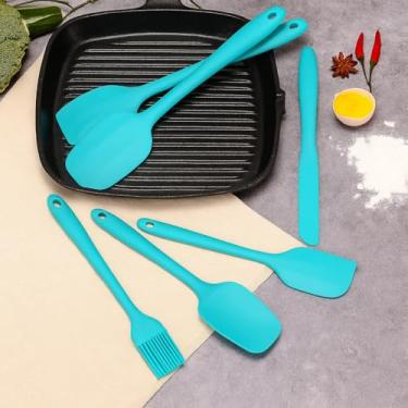 Imagem de Conjunto de 6 espátulas de silicone, espátulas raspadoras de grau alimentício, resistente ao calor, conjunto de utensílios de cozinha antiaderentes para cozinhar e assar