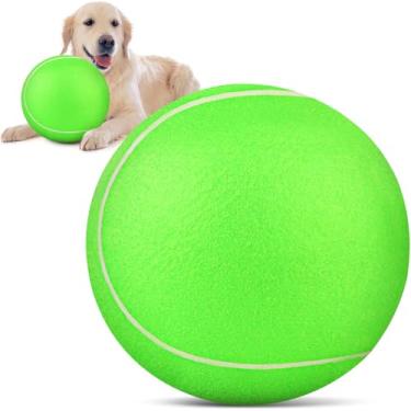 Imagem de QDAN Bola de tênis grande gigante para cães: bola grande de 24 cm para cães para brincar ao ar livre, bola de tênis grande para cães, bola de tênis para cães pequenos, médios e grandes, verde