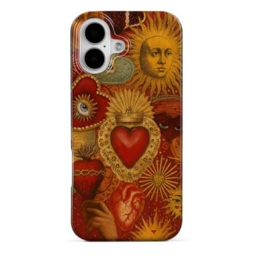 Imagem de GEQCDBN Capa compatível com iPhone 17, capa protetora de TPU (poliuretano termoplástico) à prova de choque e estética de coração sagrado vermelho moderno para mulheres e meninas de 6,1 polegadas