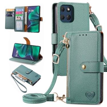 Imagem de Furiet Capa carteira para Motorola Moto G Stylus 5G 2025 bolsa de bolso com zíper com alça de pulso, suporte de couro PU flip fólio porta-cartões acessórios capa de celular para G5 mulheres meninas