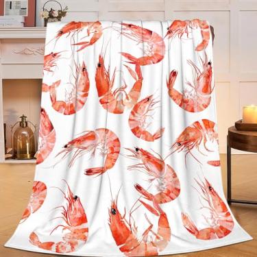 Imagem de Cobertor de camarão, cobertor de flanela, mercadoria, decoração aconchegante, felpudo, quente, macio, leve, presentes para meninas, mulheres, homens, meninos, sofá, 127 x 101 cm