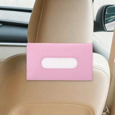 Imagem de HARFINGTON Porta-lenços de papel de carro, caixa de lenços de couro de PVC premium, caixa de guardanapo de banco traseiro, suporte de guardanapo para acessórios interiores de veículos, grade rosa