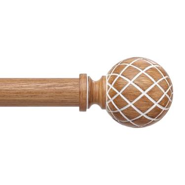 Imagem de Wolistsa Varões de cortina de madeira para janelas de 76 a 142 cm, haste de cortina de madeira resistente ajustável de 2,5 cm de diâmetro com acabamentos exclusivos de teia de aranha de madeira