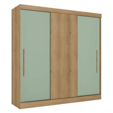 Imagem de Guarda Roupa Casal Vision 3 Portas Capuccino Menta Acetinado - Thb