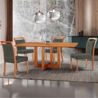 Imagem de Mesa 120cm Laminado Barril Com 4 Cadeiras Moderna Mobilia Jade Imbuia