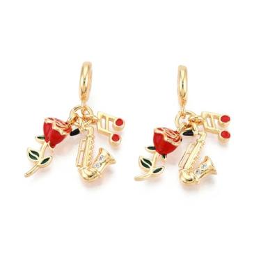 Imagem de MakemadeDIY Pingentes de latão de zircônia cúbica 18K para fabricação de joias, colher de sorvete de xícara de chá, pingentes dourados para pulseiras, colares, brincos, fabricação e artesanato