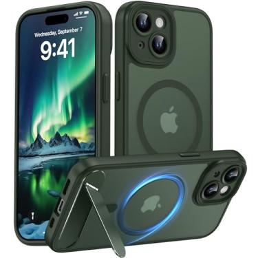 Imagem de AMILIFECASES Capa magnética compatível com iPhone 15, [suporte invisível embutido] [compatível com MagSafe] [proteção total da câmera] Capa de celular fosca translúcida para iPhone 15 6,1 polegadas