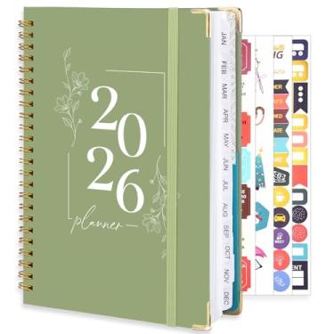 Imagem de Agenda 2026, agenda semanal e mensal, janeiro de 2026 a dezembro de 2026, agenda A5 (16,5 cm x 21,6 cm) com abas, bolso interno para material de escritório escolar em casa, verde sálvia