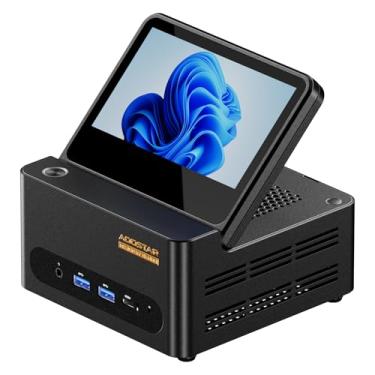 Imagem de AOOSTAR Mini PC G-FLIP AMD Ryzen AI 9 HX 370 sem RAM/SSD/OS, Mini PC AI com tela HD de 12.7 cm, 2x slots DDR5 5600Mhz, 2X slots SSD M.2 2280 NVME, WIFI7+2 x LAN de 2,5 GB, HDMI|DP|Saídas triplas USB-C