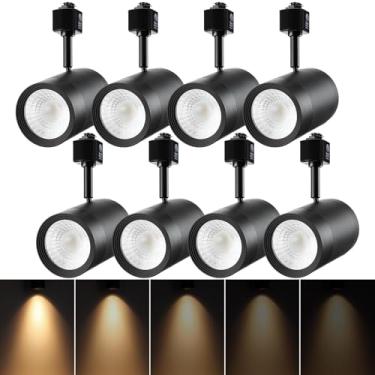 Imagem de LEONLITE Pacote Com 8 Cabeças De Iluminação De Trilho Led, 3000K Branco Quente, Cabeças De Luz De Trilho Tipo H De 38°, Cri90+, Luminárias De Holofote Ultrabrilhantes De 1200Lm, Preto Fosco