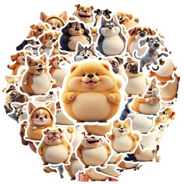 Imagem de 50 peças de adesivos de animais fofos para cães, desenhos animados, felizes para celular, laptop, scrapbook, bicicleta, faça você mesmo, celular, guitarra, notebook, mala de viagem
