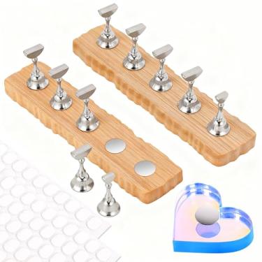 Imagem de Suporte de unhas para prensagem, suporte de unhas para pintar unhas, suporte de unhas de pressão e fita dupla face, 1 suporte magnético de acrílico para unhas falsas para arte em unhas, suprimentos