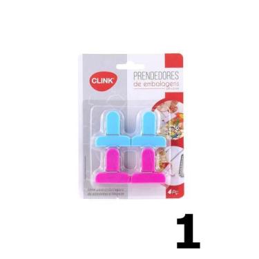 Imagem de Kit 4 Prendedor Embalagens Plástico 4X4Cm - ul Com Rosa - Clink