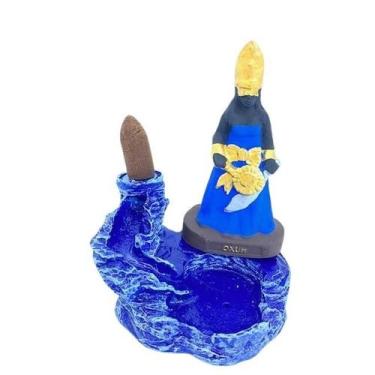 Imagem de Incensário Cascata Oxum Azul 12 Cm Resina - Lua Mística - 100% Origina