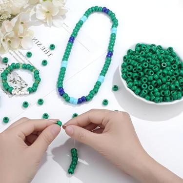 Imagem de 1000 contas de pônei de vidro de 9 mm para fazer pulseiras, contas Kandi verdes para fazer joias, trança de cabelo, artesanato DIY
