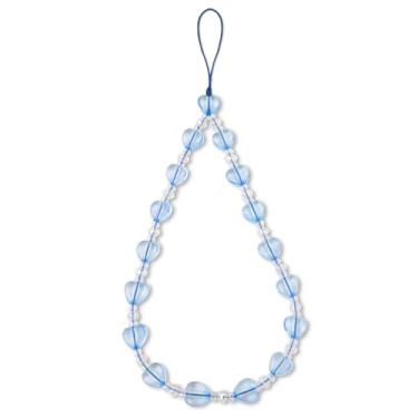 Imagem de WEHBVF Lindo pingente de telefone azul kawaii alça de charme para telefone Y2K cordão estético pulseira acessórios com contas berloques chaveiro azul acessórios para bolsas de câmera