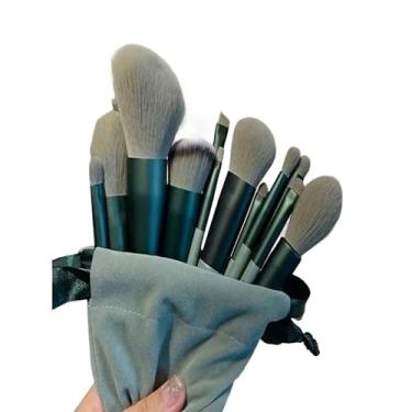 Imagem de Kit 13 Pçs Pincéis De Maquiagem Contorno Profissional (VERDE)