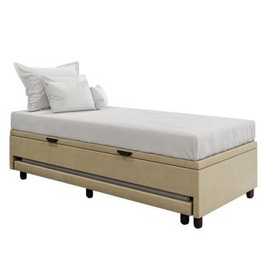 Imagem de Bicama Box Baú Solteirão 96x188 Cm Samy S05 Veludo Bege - Mpozenato