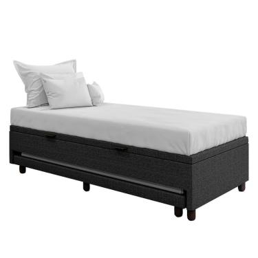 Imagem de Bicama Box Baú Solteirão 96x188 Cm Samy S05 Linho Preto - Mpozenato