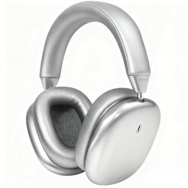 Imagem de Anjetsun ANC Wireless Over Ear Headphones with Mic & Touch Control,Stylish Metal Design,80H Playtime, Detachable Magnetic Ear Pads,Noise Cancelling Over the Head Headphones for Work(Lustrous Silver)