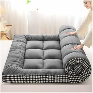 Imagem de Yadlan Colchão de chão estilo japonês futon, colchão portátil dobrável, colchão de acampamento adulto, sofá de acampamento, colchão de quarto de hóspedes, tapete de dormir tatame preto 180 x 200 cm