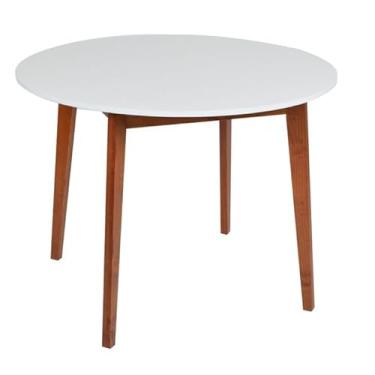 Imagem de Mesa de Jantar Redonda Tóquio Branca e Mel 100 cm