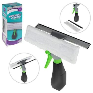 Imagem de Limpa Vidro 3em1 Rodo Esponja Microfibra Borrifador Limpeza