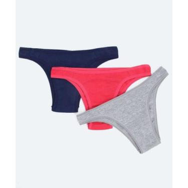Imagem de Kit 3 Calcinhas Biquíni Básicas Delcotton-51587, G, Cinza, Rosa