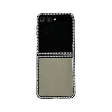 Imagem de Capa espelhada de luxo cravejada de diamantes para Samsung Galaxy Z Flip 5 6 7 5g Flip7 Fe Flip6 com carregamento magnético (para Galaxy Z Flip7/1)