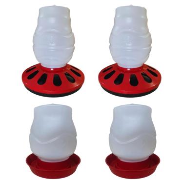 Imagem de Kit 2 Bebedouros 2L E 2 Comedouros 3.5L Automáticos Aves Galinhas Frangos