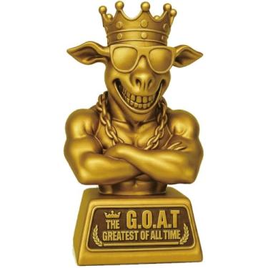 Imagem de Mascotwish Troféu Muscle Goat – 22.9 cm G.O.A.T. com Muscle Resin Award for Fantasy Football, Office Desk e Best Player Trophy