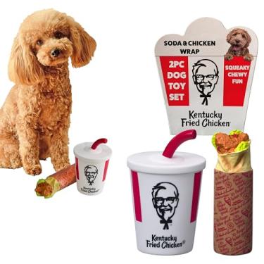 Imagem de KFC Mini envoltório de frango e refeição de refrigerante – Conjunto de 2 peças de vinil para cachorro estridente – Inclui envoltório de frango de 15 cm e copo de refrigerante de 15 cm – Brincadeira