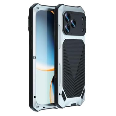 Imagem de LYJSMGZ Capa de proteção militar contra quedas para Iphone17 Pro Max/17 Air/17 Pro/17, armação de lente de metal, suporte fino, 360°, capa protetora completa, prata, 17 Pro Max