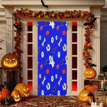 Imagem de Wassud Boo-boos and Bat Decoração de porta de Halloween faixa interna externa decoração de casa de varanda grande decoração de porta da frente 96 x 98 polegadas