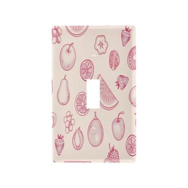 Imagem de Wassud Simple Line Art Fruits Light Switch Cover Plate Decorativas Placas de Parede para Tomadas Elétricas Interruptor Único 4,53 x 2,76 Polegadas