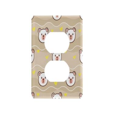 Imagem de Wassud Urso com corações interruptor de luz placa decorativa para tomada de parede para tomadas elétricas duplex 4,53 x 2,76 polegadas