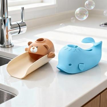 Imagem de Skyroku Extensor de torneira infantil e tampa de bico de banheira azul, extensor de pia com sensor de temperatura para pias de banheiro, cozinha, banheiras, agrupe e economize!