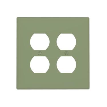 Imagem de WUYOCHA Capas de tomada decorativas, verde-rosinha, placa de cobertura de interruptor de luz dupla dupla para tomadas elétricas, capas de placa de interruptor para quarto, cozinha, decoração de casa