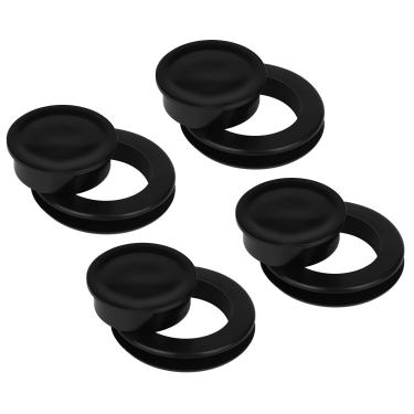 Imagem de 4 conjuntos de anel e tampa de guarda-chuva de mesa de pátio de 5 cm, plugue e tampa para guarda-chuva de silicone de tamanho padrão para mesa de praia de jardim de vidro (preto)