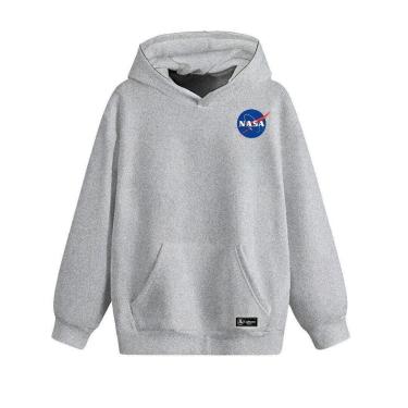 Imagem de Blusão Moletom Canguru Nasa Infantil Personalizado com Capuz e Bolso-Unissex