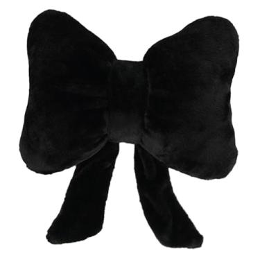 Imagem de Fenteer Almofada decorativa de pelúcia com laço, moderna e multifuncional, ideal para dormitórios, cafés, carros, camas e cadeiras, Preto