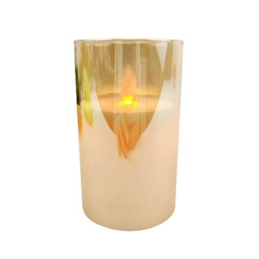 Imagem de Vela De Led De Vidro Âmbar Cintilante 12x7cm Redonda M