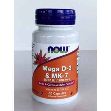 Imagem de Mega Vitamina D3 5.000ui K2 Mk7 180mcg 60 Caps - Now Foods - sku 0863
