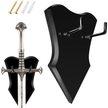 Imagem de Elifinds Suporte De Parede Para Placa Madeira Vertical Espada, Medieval Machado, Adaga, Gancho Arma (1 Peça Média)